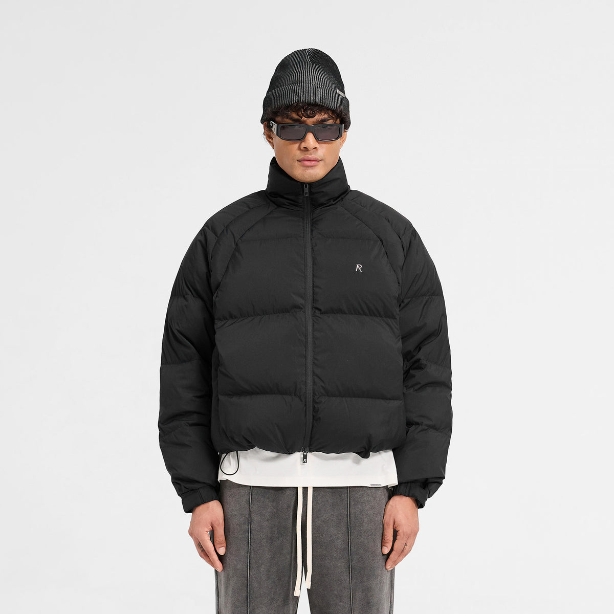 Colorblock Funnel Neck Puffer Jacket
