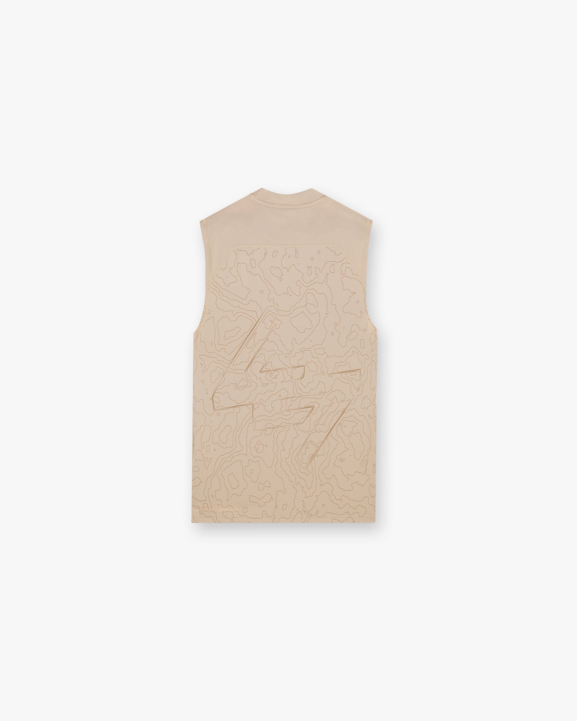 Front product image of a mens black tank top on a plain white background | 247 Contour Run Tank in Pebble | Lightweight stretch t-shirt | 247 T-Shirts | Represent Clo