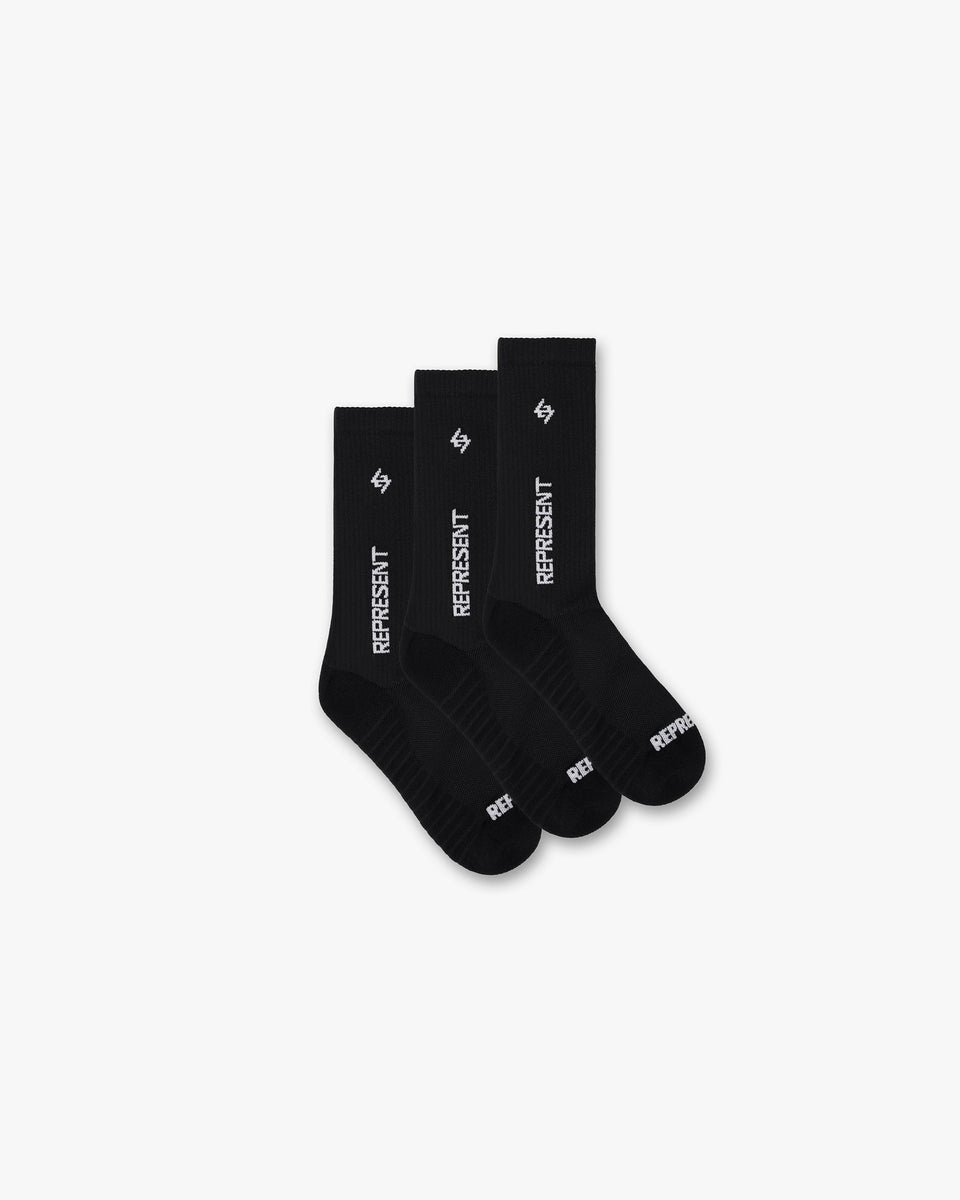 Black Gym Socks 3 Pack REPRESENT CLO