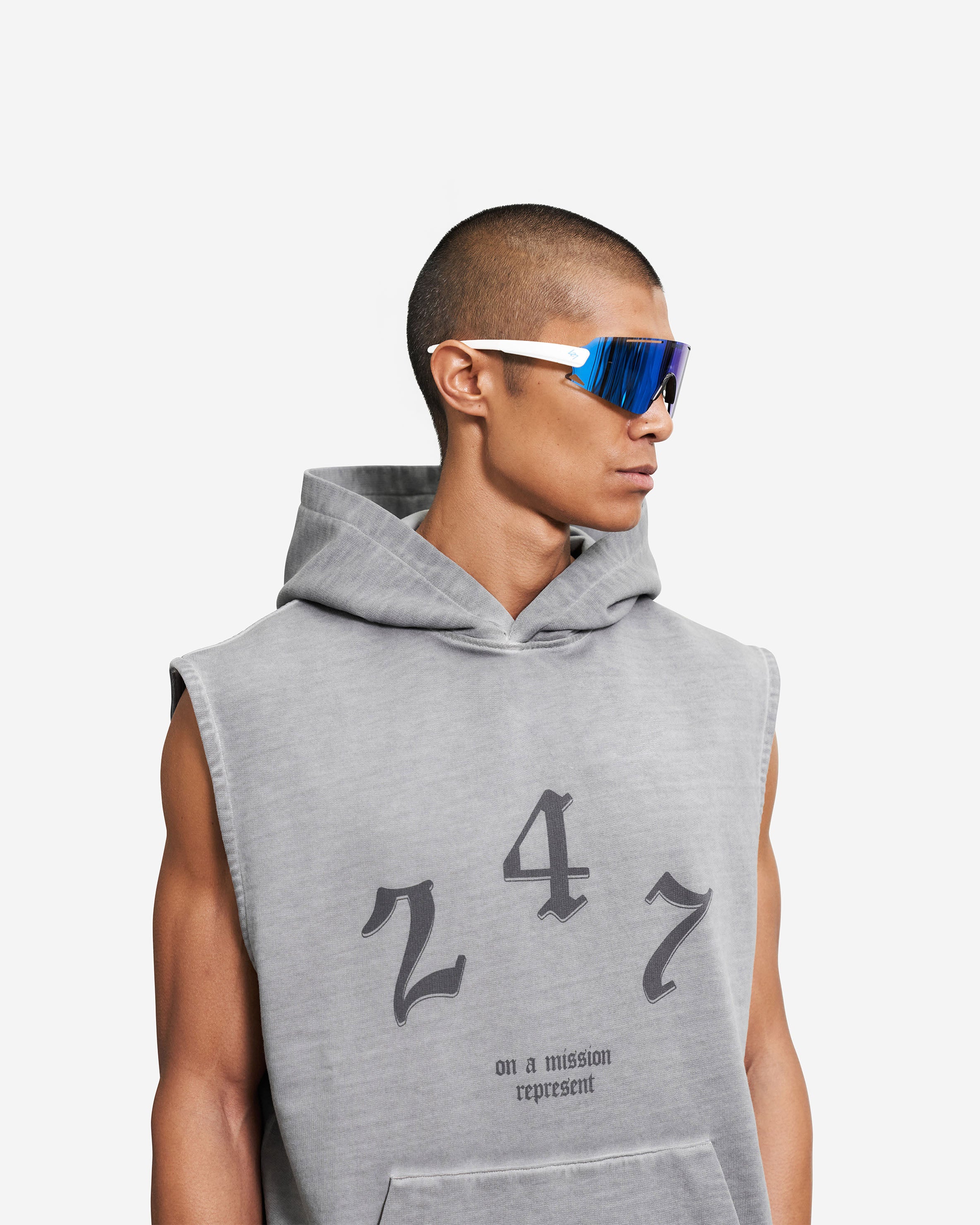 Vintage 247 Sleeveless Hoodie | Grey | REPRESENT CLO
