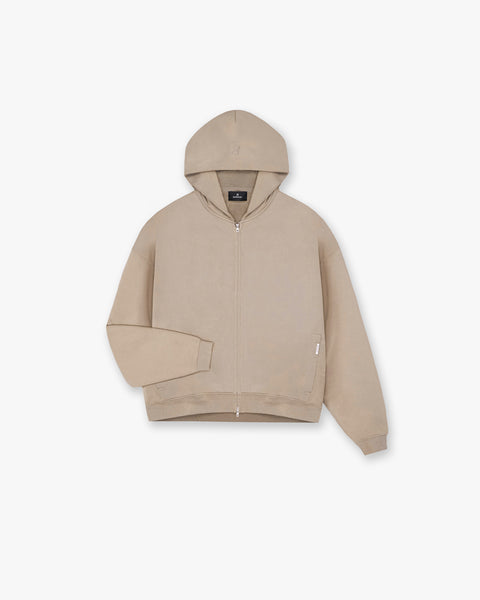 Boxy Zip Through Hoodie Dune