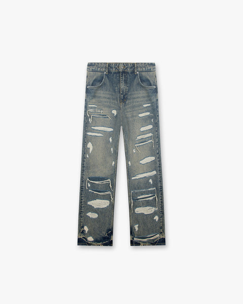 R3D Double Destroyer Baggy Denim Blue Cream