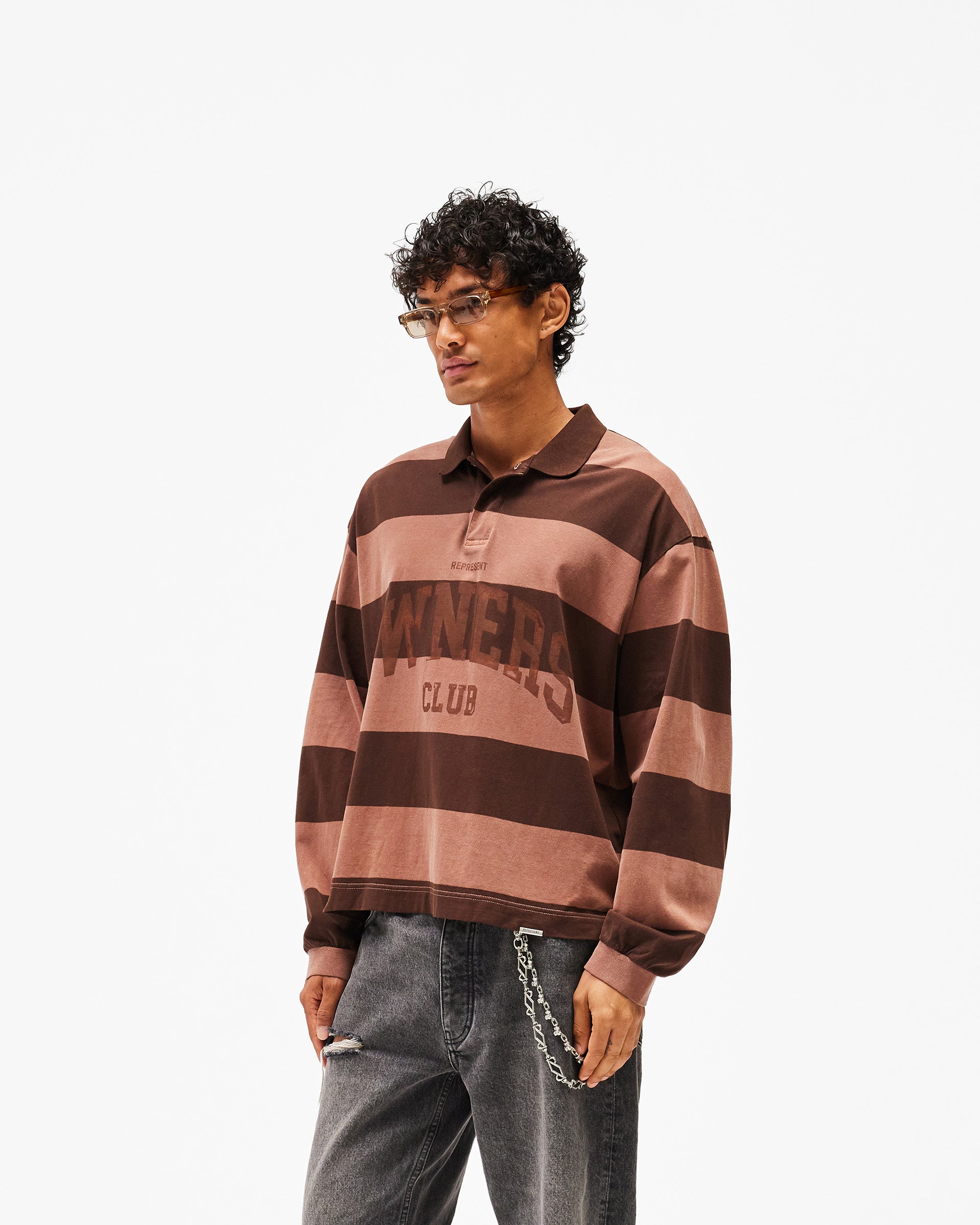 Represent Owners Club Stripe Rugby Polo - Sienna
