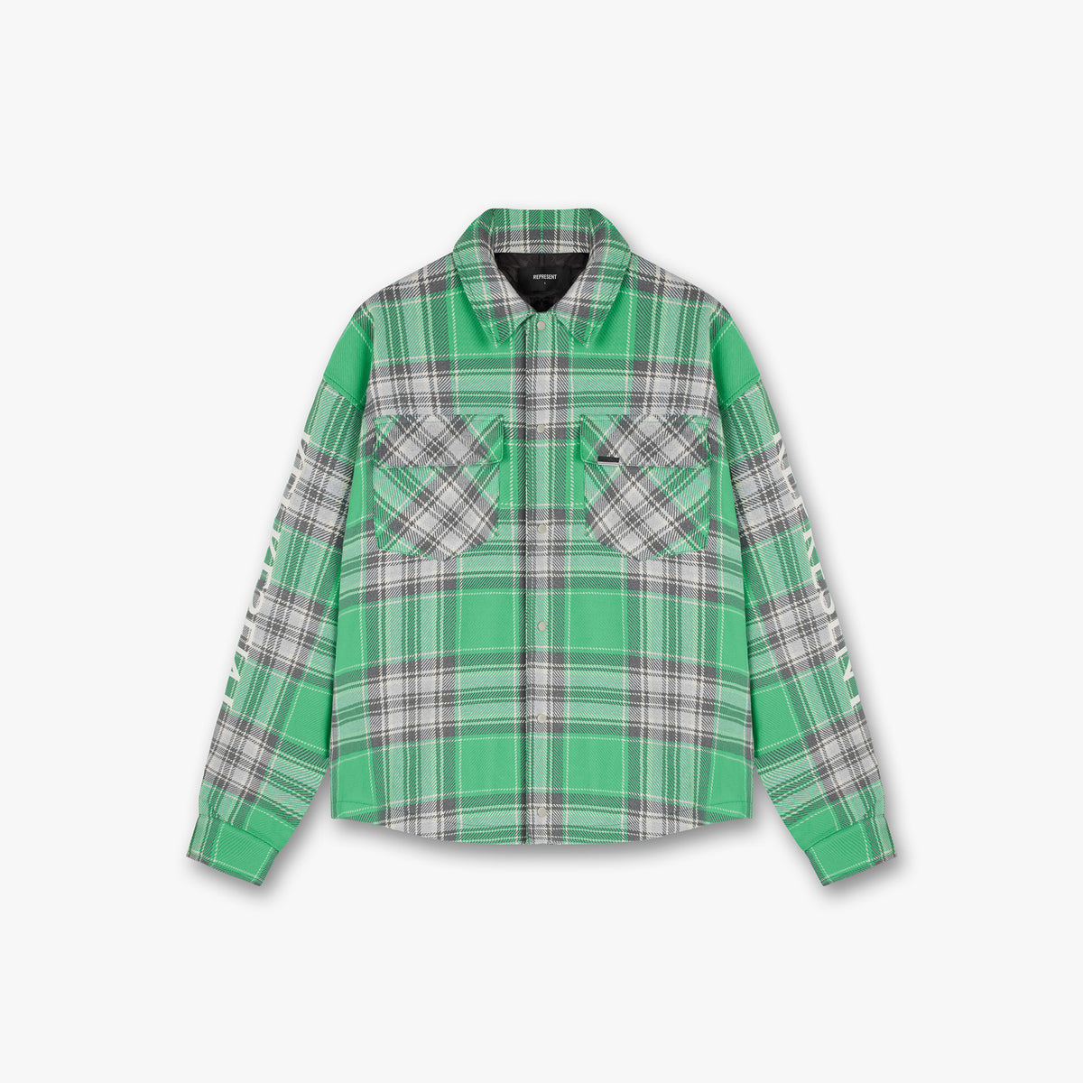 Quilted Flannel Overshirt | Island Green Check | REPRESENT CLO