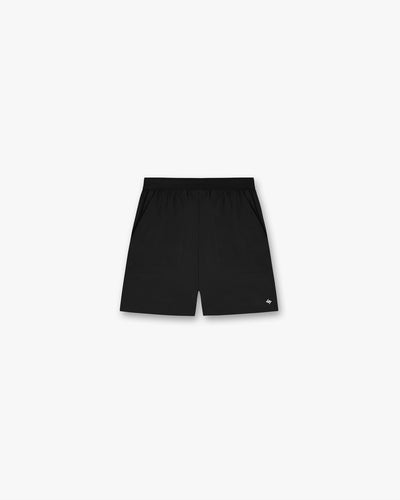 Front product image of mens black shorts on a plain white background | Team 247 Fused Shorts in Black | Shorts with elasticated waistband | 247 Shorts | Represent Clo