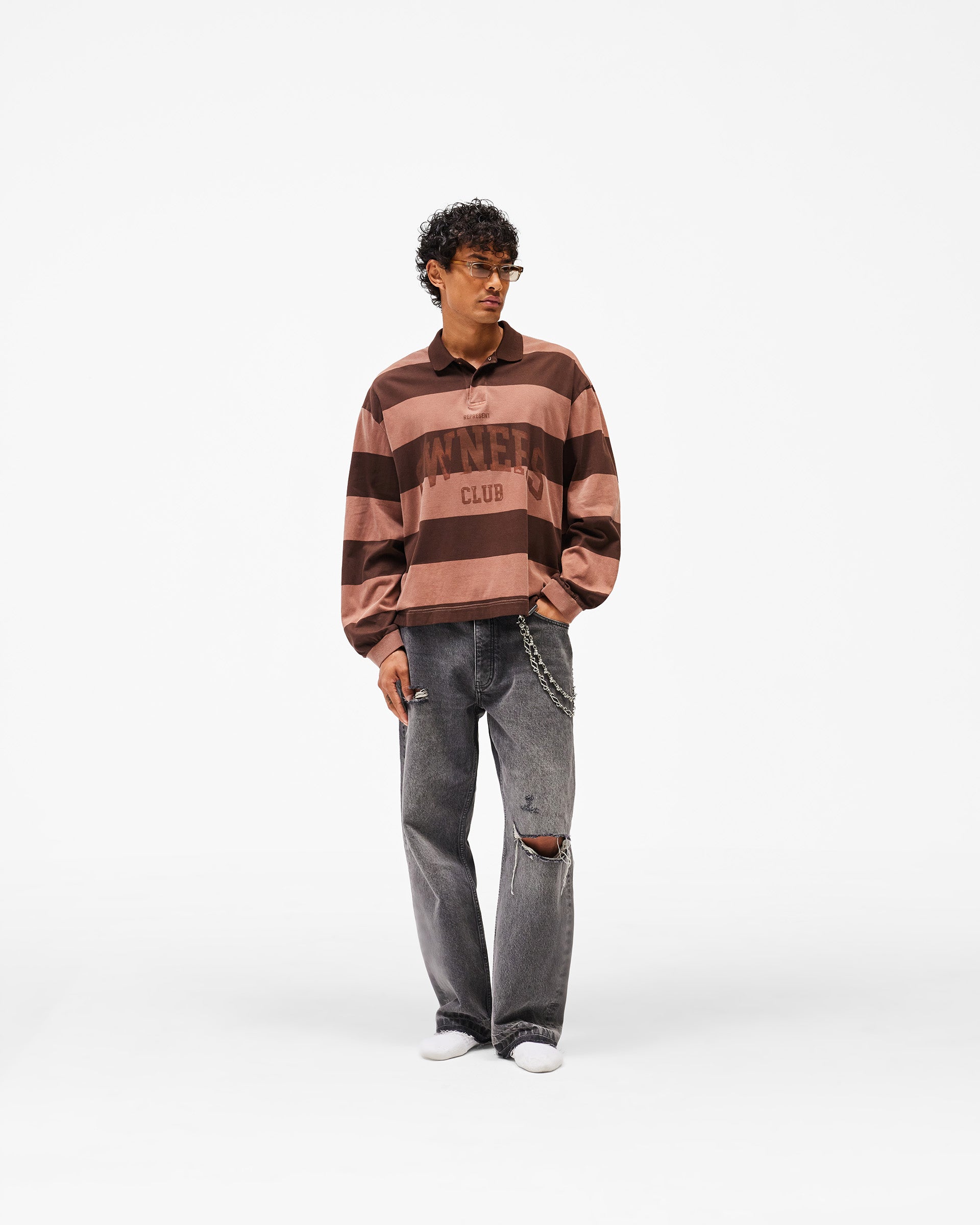 Represent Owners Club Stripe Rugby Polo - Sienna