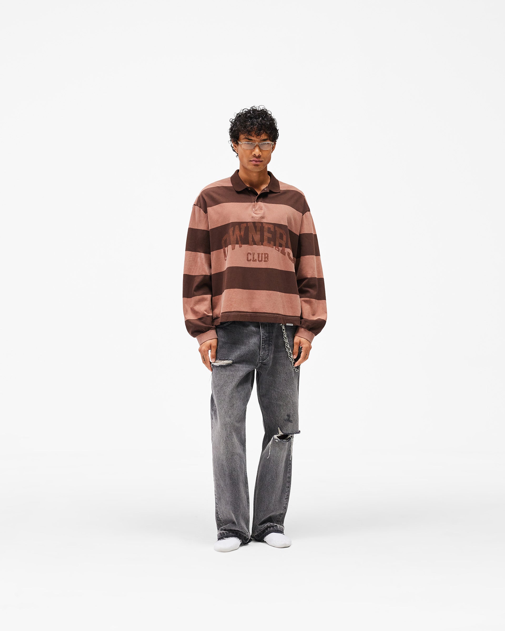 Represent Owners Club Stripe Rugby Polo - Sienna