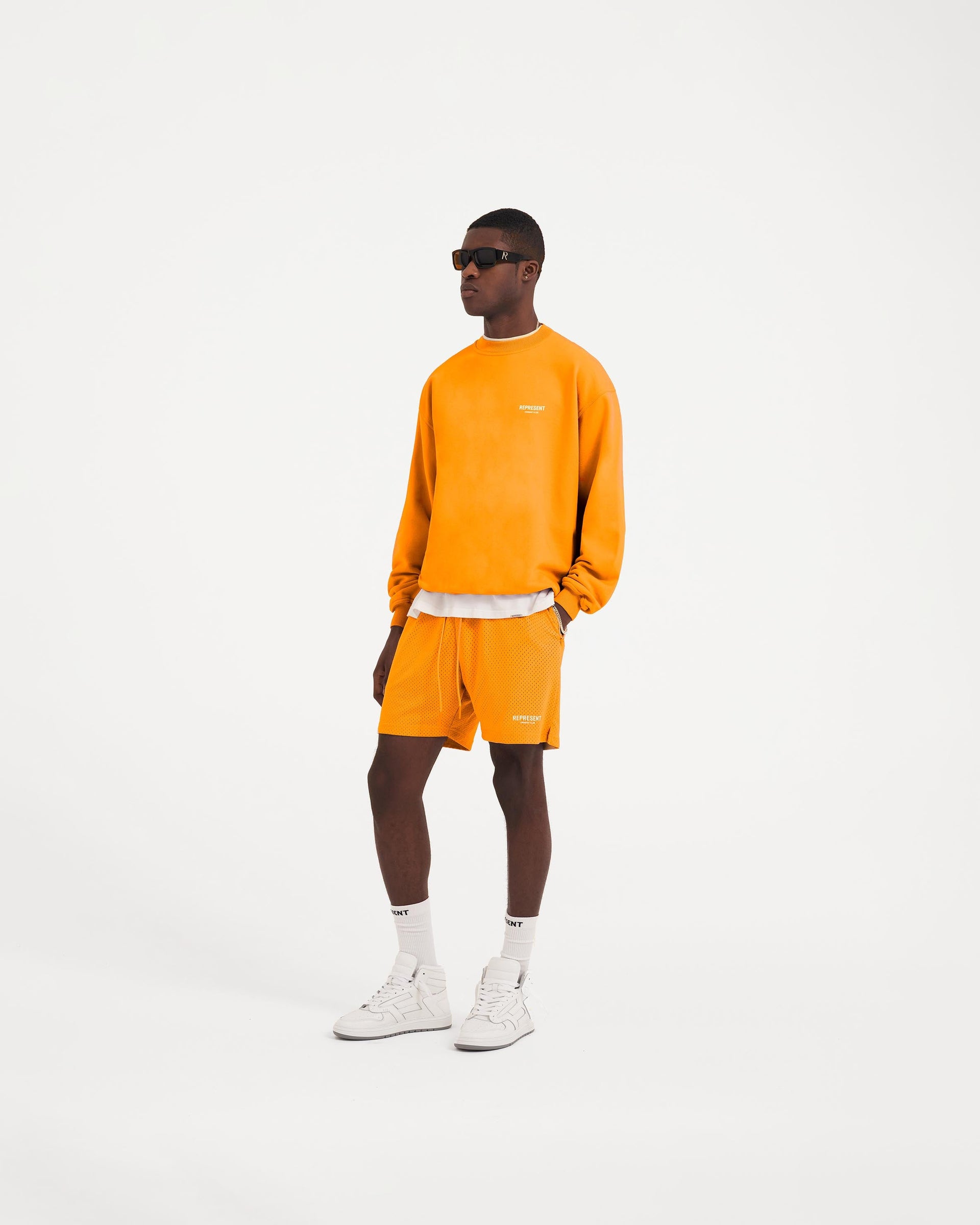 Neon Orange Mesh Shorts | Owners' Club | REPRESENT CLO